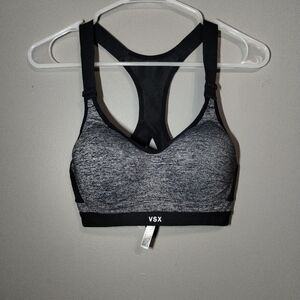 Victoria's Secret. Heather gray and black racerback sport Bra. Size (32C)